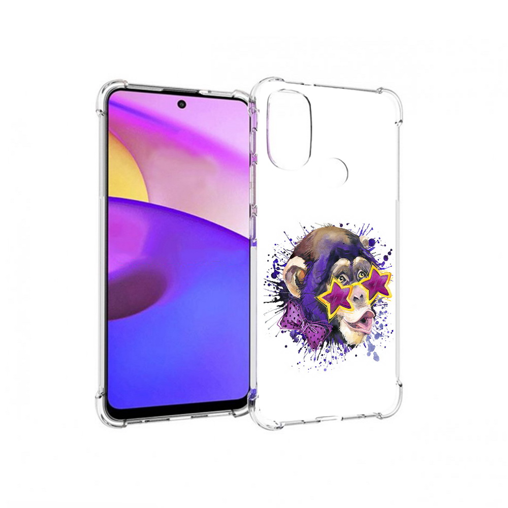 

Чехол MyPads Tocco для Motorola Moto E30 обезьяна в очках (PT227074.357.524), Прозрачный, Tocco