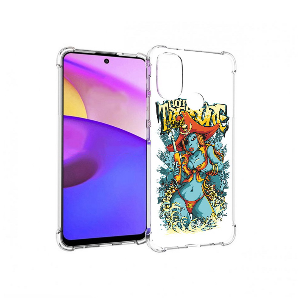 Чехол MyPads Tocco для Motorola Moto E30 нарисованная синяя девушка комикс