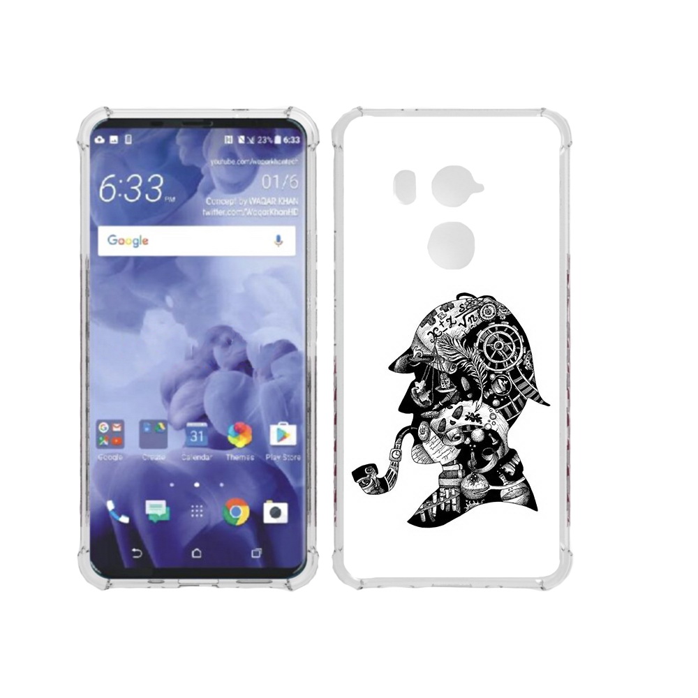 

Чехол MyPads Tocco для HTC U11 Plus мужчина с трубкой абстракция, Прозрачный, Tocco