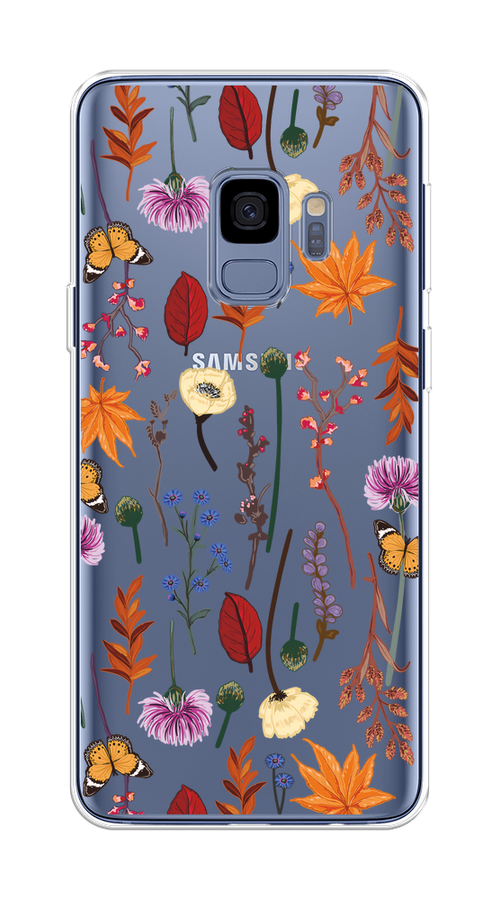 

Чехол на Samsung Galaxy S9 "Orange Purple flowers", Оранжевый;красный;розовый;желтый;прозрачный, 25750-1