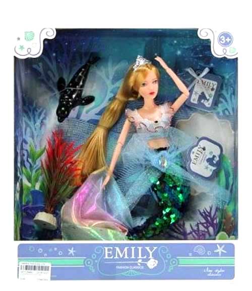 Кукла ABtoys Emily Русалочка (топ и зеленый хвост), аксессуары, 30см WJ-12679