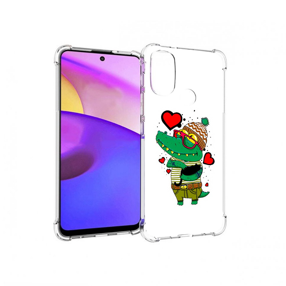 

Чехол MyPads Tocco для Motorola Moto E30 Влюбленный крокодил (PT227074.357.48), Прозрачный, Tocco