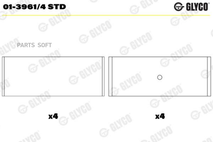 

GLYCO 01-3961 4 STD Вкладыш большой головки шатуна (комплект) 1шт