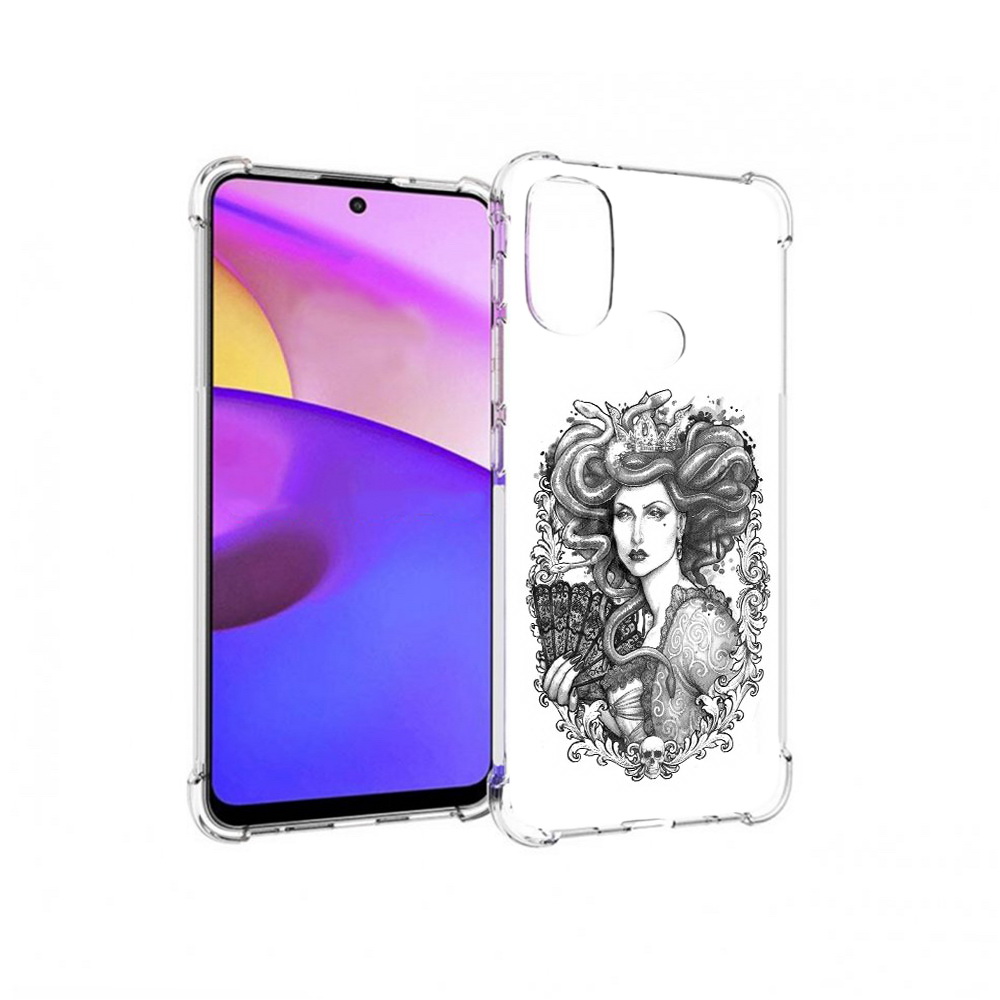 

Чехол MyPads Tocco для Motorola Moto E30 медуза черно белый (PT227074.357.472), Прозрачный, Tocco