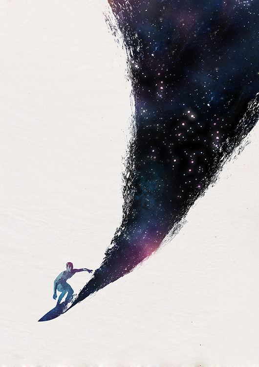 

Большой постер на стену Surfing In The Universe 50х70 см без рамы, RFSURF