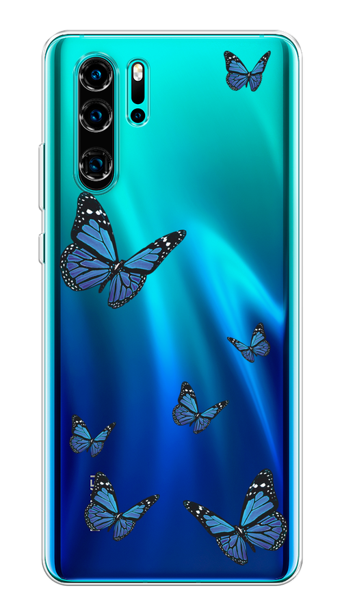 

Чехол на Huawei P30 Pro "Blue butterflies", Синий;черный, 67650-1