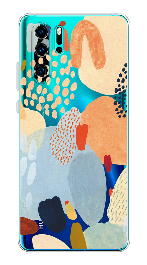 

Чехол на Huawei P30 Pro "Необычная абстракция", Бежевый;голубой, 67650-1