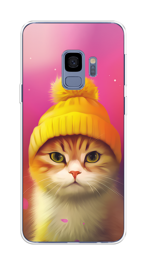 

Чехол на Samsung Galaxy S9 "Котик в шапочке", Розовый;желтый;бежевый, 25750-1