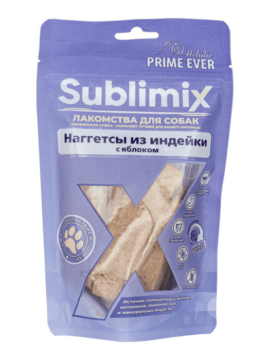 фото Лакомство для собак prime ever sublimix наггетсы из индейки с яблоком 60 г