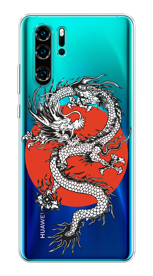 

Чехол на Huawei P30 Pro "Восходящий дракон", Белый;черный;красный, 67650-1