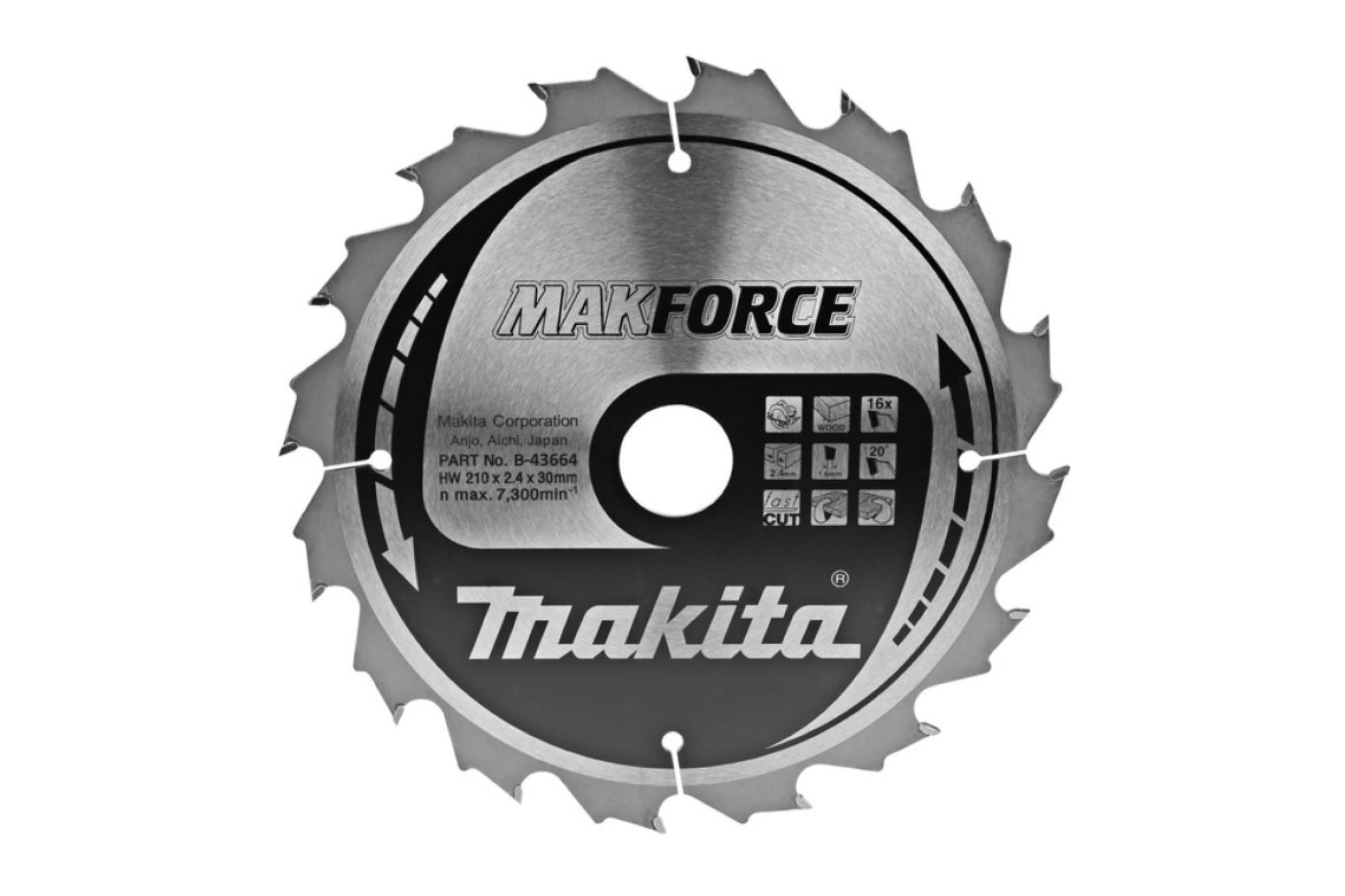 

Пильный диск для дерева 210X30X1.6X16T MAKFORCE Makita B-43664, B-43664