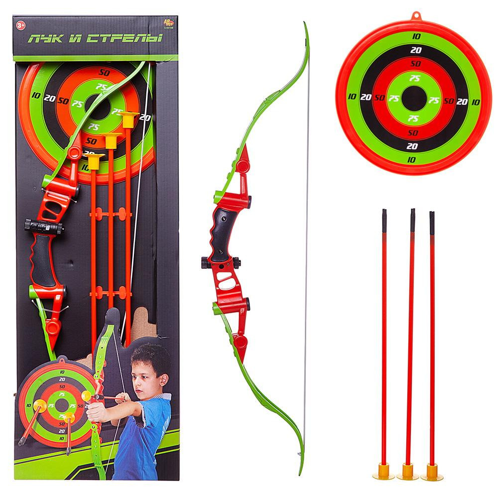фото Игровой набор abtoys лук со стрелами на присосках, 3 стрелы, лук и мишень s-00188 junfa toys