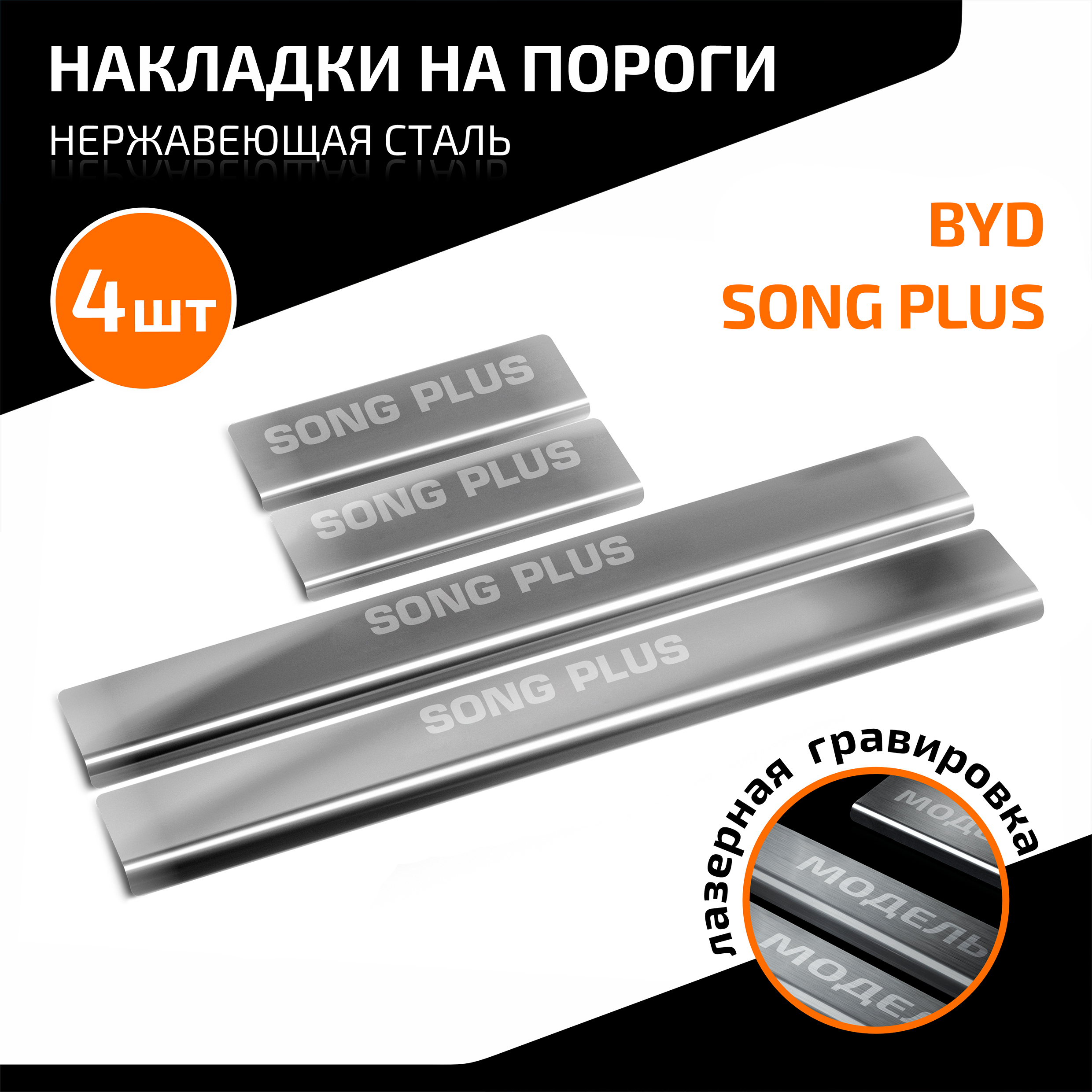 

Накладки на пороги AutoMax BYD Song Plus I рестайлинг 2023-н.в., рынок РФ, AMBYSOPL01, Серебристый, AMBYSOPL01