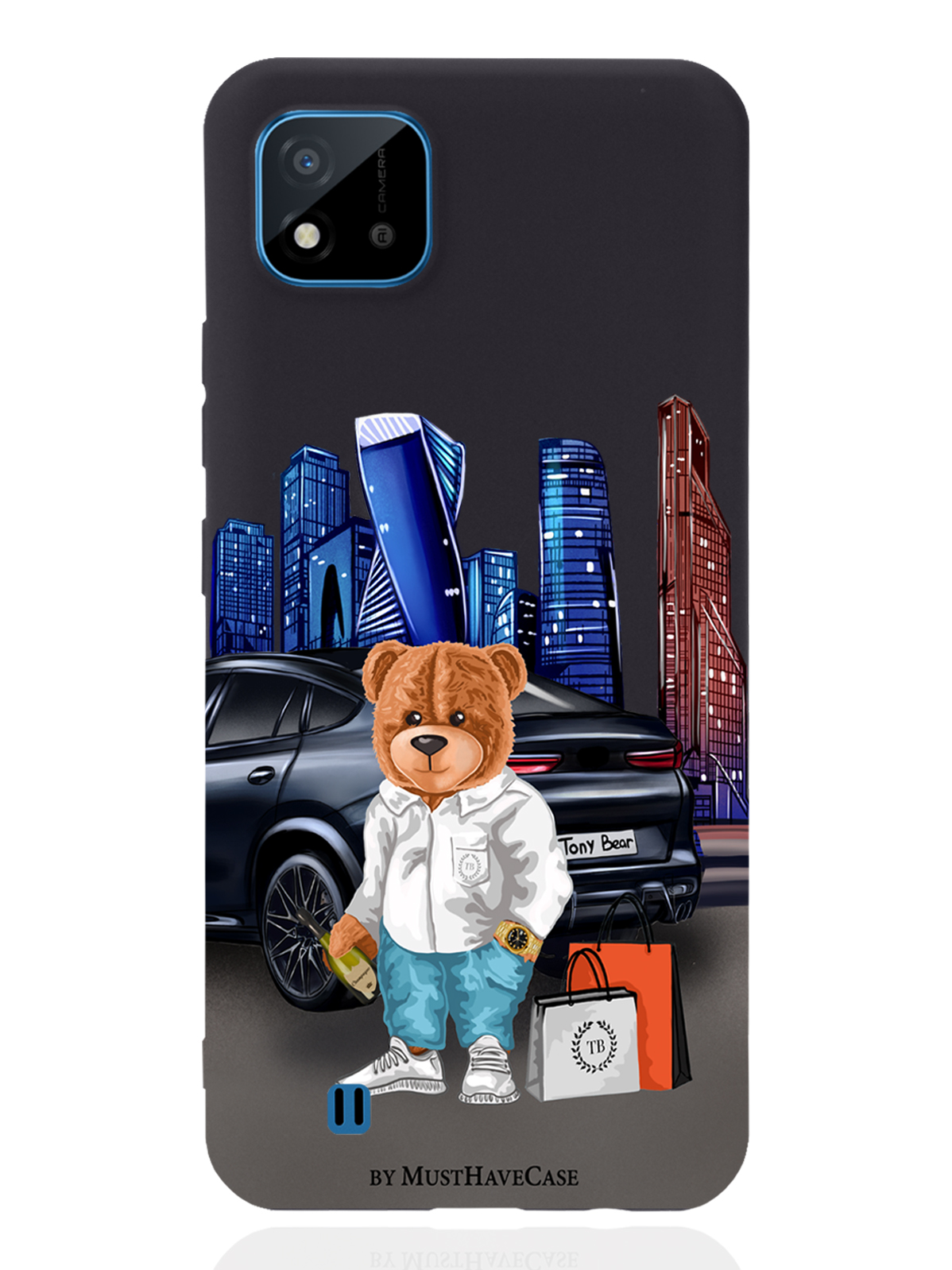 

Чехол MustHaveCase для realme C11 (2021) Тони Москва Сити черный, Черный;синий;коричневый