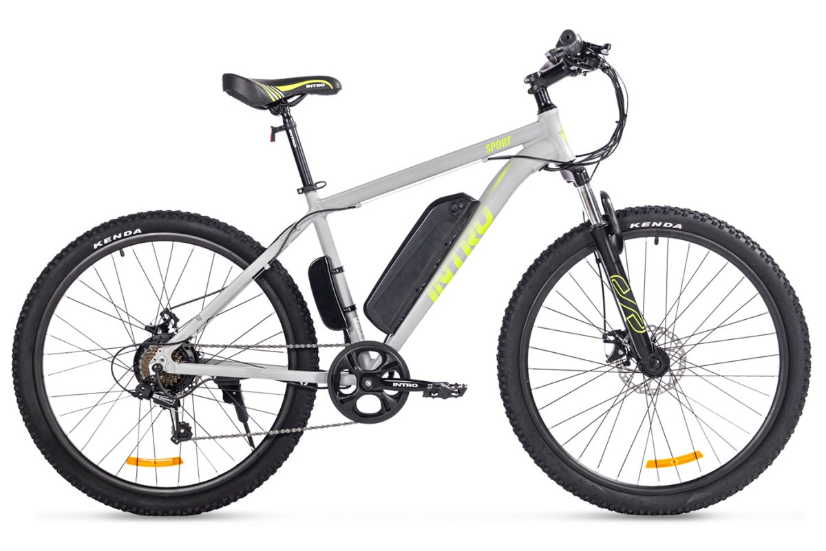Электровелосипед INTRO Sport (2024), колеса 27.5, до 40км пробег, серо-зеленый