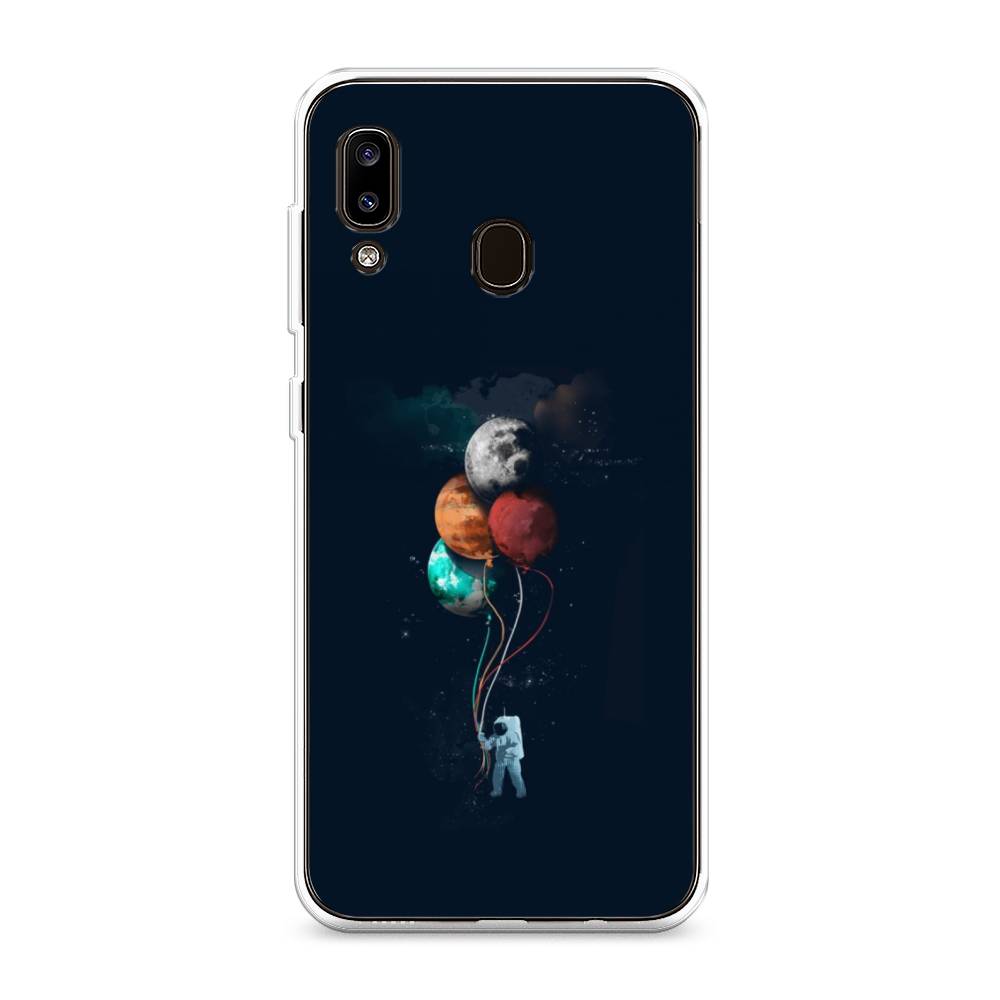 

Чехол на Samsung Galaxy A20 "Космонавт с шариками", Разноцветный, 27650-4