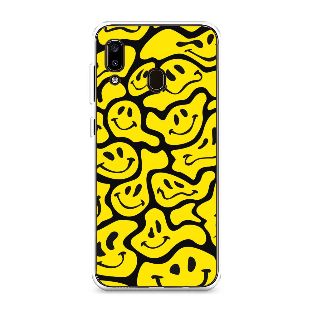 

Чехол на Samsung Galaxy A20/A30 "Расплывчатые смайлики желтые", Черный;желтый, 27650-6