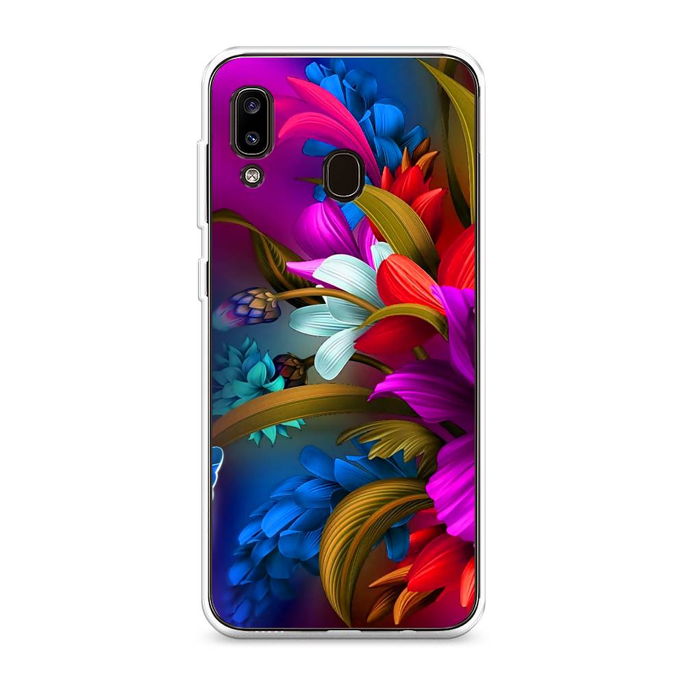 

Чехол на Samsung Galaxy A20 "Фантастические цветы", Фиолетовый;красный;синий, 27650-2