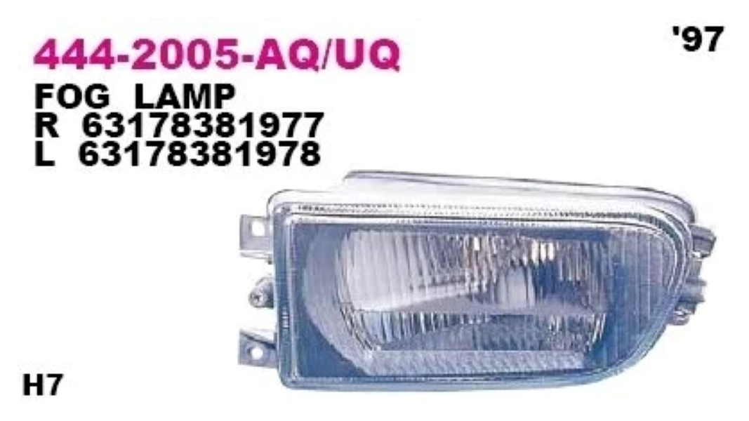 

Фара противотуманная левая рифлёная BMW E39 09/97-09/00