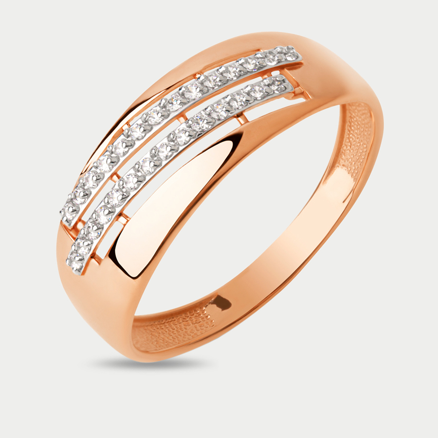 Кольцо из розового золота р. 19,5 Династия 025411-1102, фианит