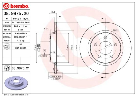 Диск Тормозной Задний 280Mm Окрашенный BREMBO 08997521