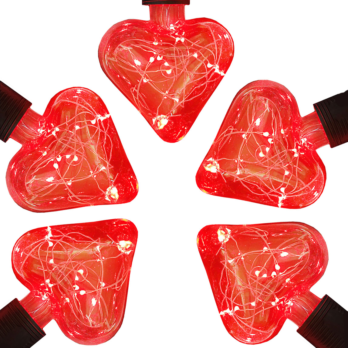 Лампа - сердце Vintage Deco Heart 220-240В, 3Вт, Espada E-E27HBJ68R, красный 5 шт