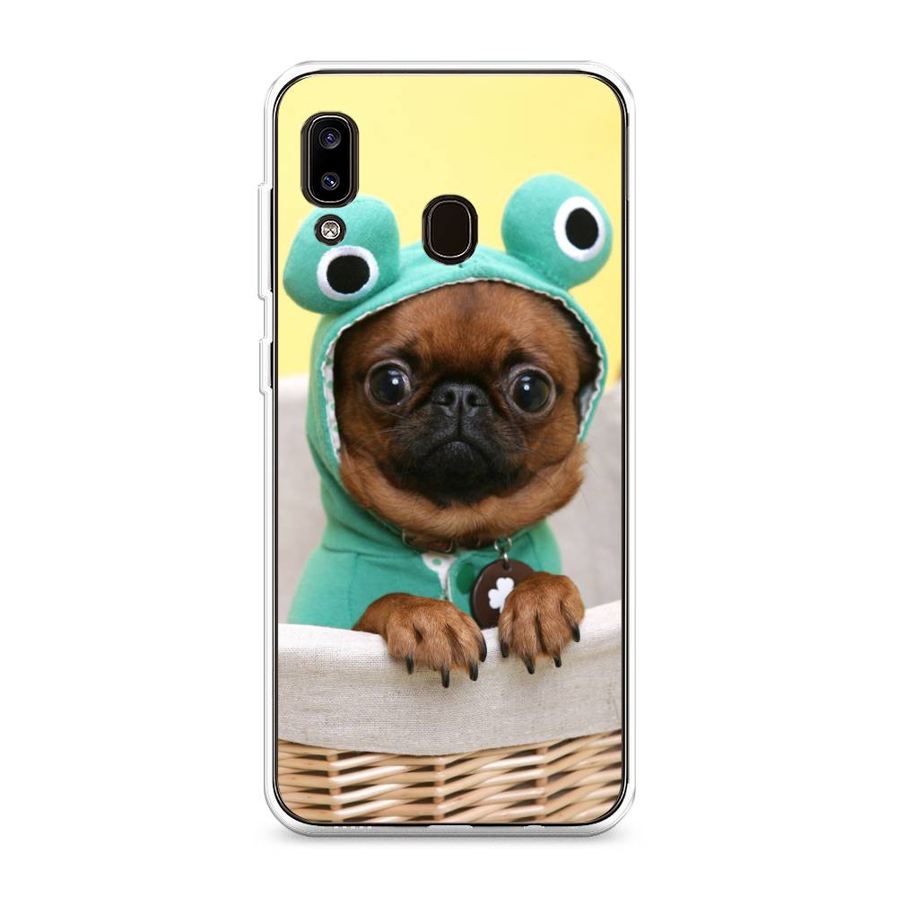 

Чехол на Samsung Galaxy A20/A30 "Собачка в шапке лягушки", Коричневый;желтый;голубой, 27650-1