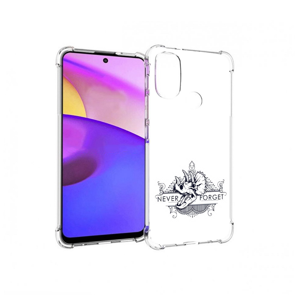 

Чехол MyPads Tocco для Motorola Moto E30 логотип носорога никогда не забуду, Прозрачный, Tocco