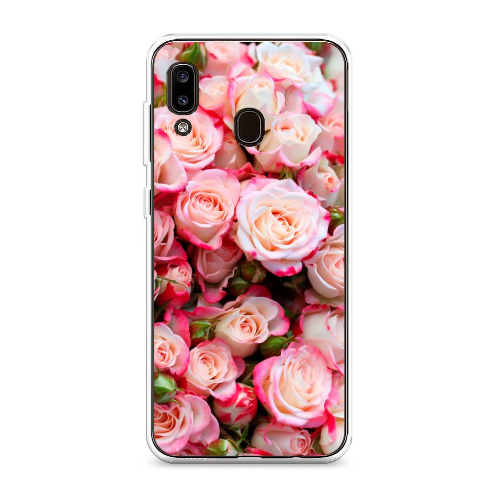 

Чехол на Samsung Galaxy A20 "Много роз", Розовый, 27650-2
