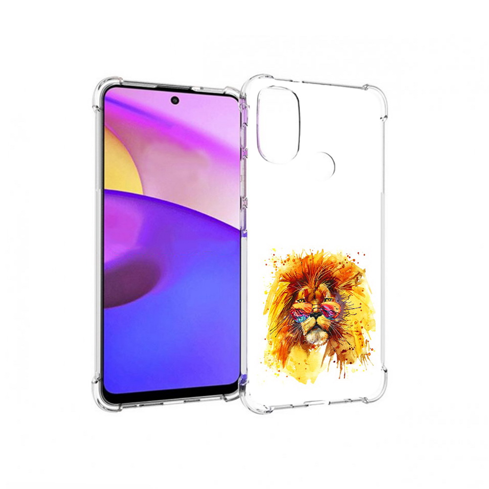 

Чехол MyPads Tocco для Motorola Moto E30 лев в очках (PT227074.357.436), Прозрачный, Tocco