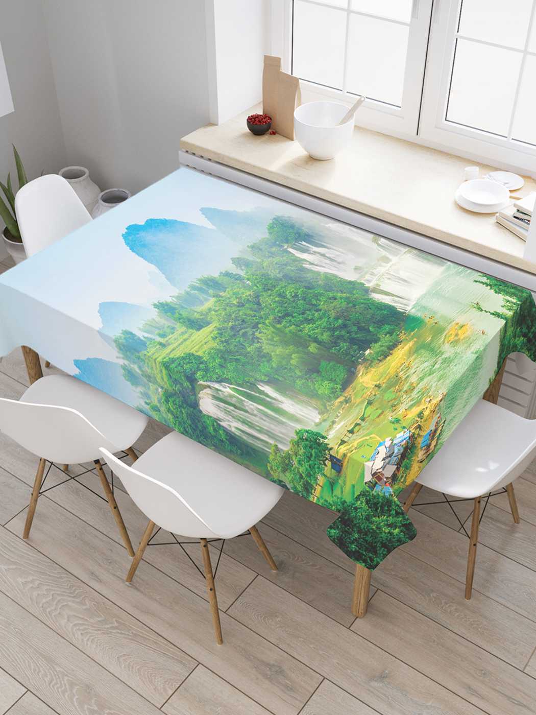 

Скатерть прямоугольная JoyArty "Парк водопадов" из сатена, 120x145 см, Парк водопадов