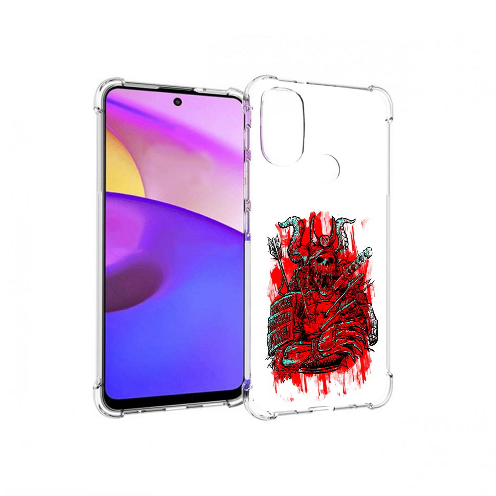

Чехол MyPads Tocco для Motorola Moto E30 красный скелет воин (PT227074.357.413), Прозрачный, Tocco