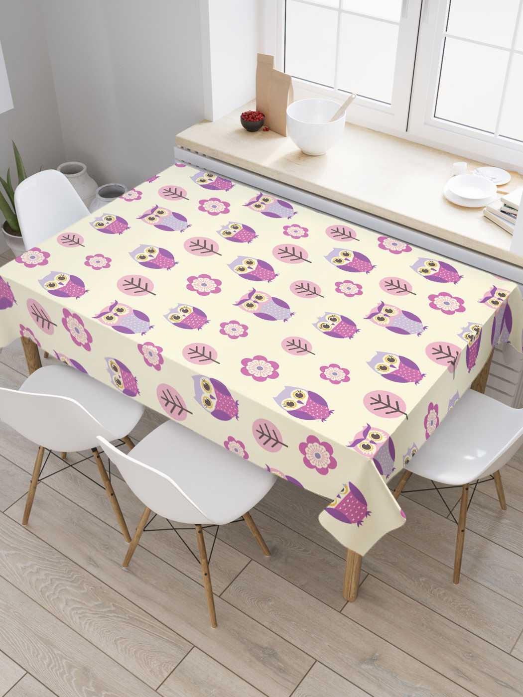 

Скатерть прямоугольная JoyArty "Совята" из сатена, 120x145 см, Голубой, Совята