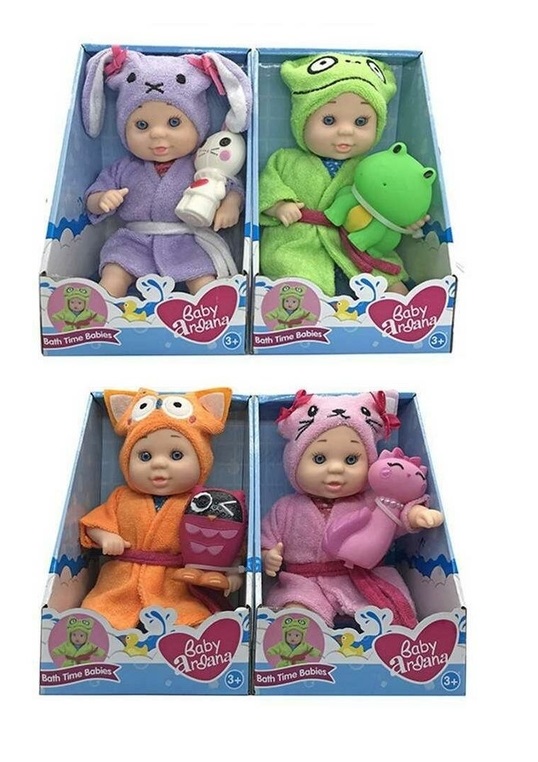 Пупс ABtoys Baby Ardana 23см, в банном халате и игрушкой Кошечка, в коробке A361C