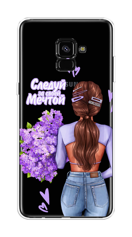 

Чехол на Samsung Galaxy A8 Plus 2018 "Следуй за своей мечтой", Фиолетовый;коричневый, 25550-1