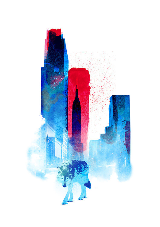 

Большой постер на стену The Wolf Of The City 40х50 см без рамы, RFWOLF