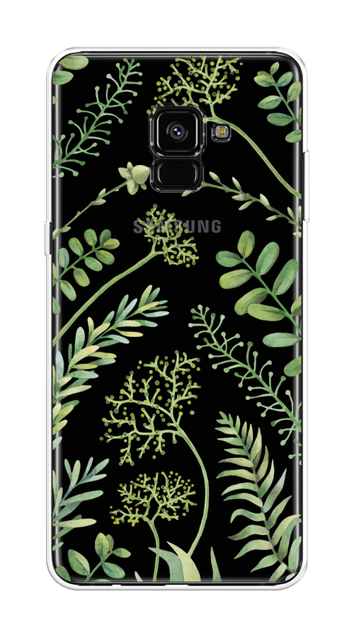 

Чехол на Samsung Galaxy A8 Plus 2018 "Green Leaves", Зеленый;прозрачный, 25550-1