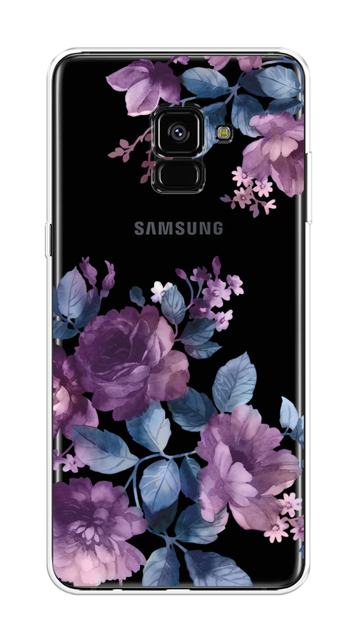 

Чехол на Samsung Galaxy A8 Plus 2018 "Purple Blossoms", Синий;фиолетовый, 25550-1