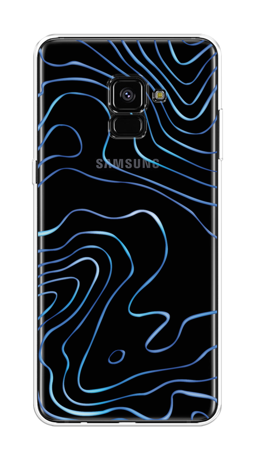 

Чехол на Samsung Galaxy A8 Plus 2018 "Blue lines", Прозрачный;синий, 25550-1