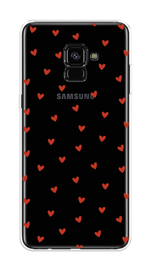 

Чехол на Samsung Galaxy A8 Plus 2018 "Red hearts", Красный;прозрачный, 25550-1
