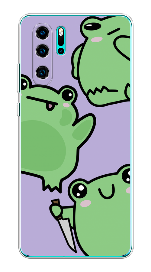 

Чехол на Huawei P30 Pro "Опасные лягушата", Фиолетовый;зеленый;черный, 67650-1