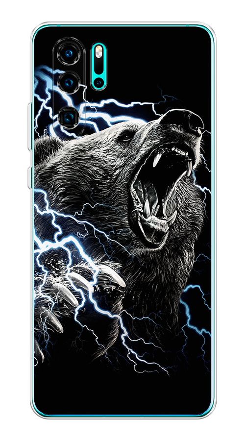 

Чехол на Huawei P30 Pro "Гроза и медведь", Черный;серый;серебристый, 67650-1