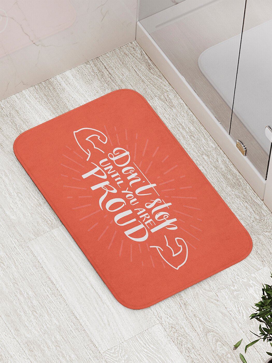 

Коврик JoyArty "Не останавливайся без результата" для ванной, сауны, бассейна, 77х52 см, Не останавливайся без результата