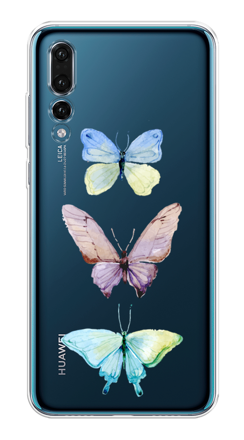 

Чехол на Huawei P20 Pro "Акварельные бабочки", Бирюзовый;розовый, 65050-1