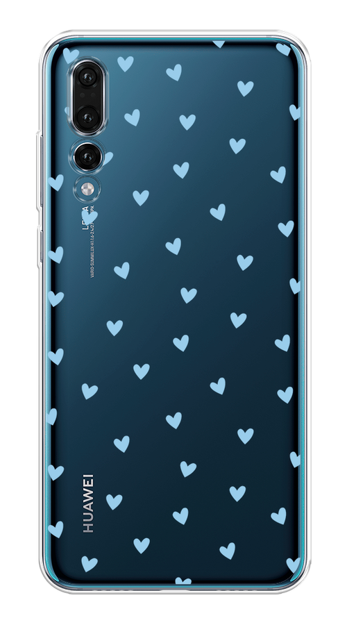

Чехол на Huawei P20 Pro "Голубые сердечки паттерн", Голубой;прозрачный, 65050-1