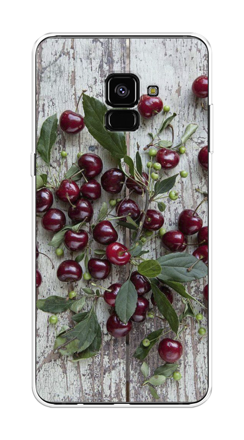 

Чехол на Samsung Galaxy A8 Plus 2018 "Вишня", Бордовый;зеленый;серый, 25550-1