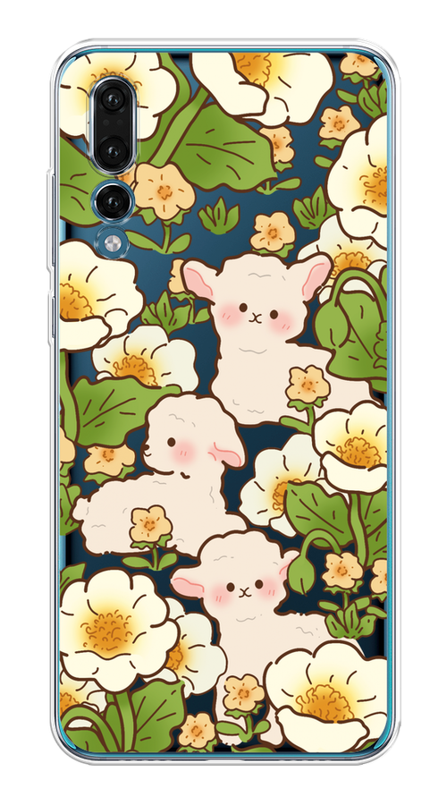 

Чехол на Huawei P20 Pro "Овечки в цветах", Зеленый;бежевый, 65050-1
