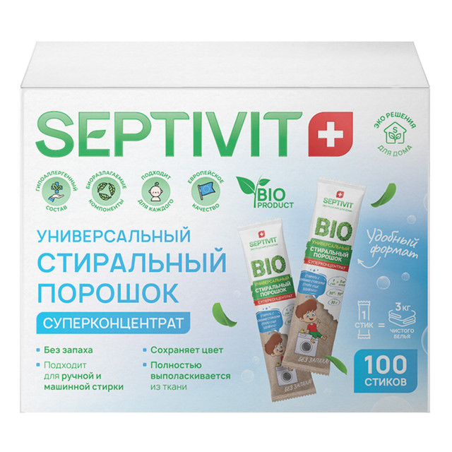 

Стиральный порошок в стиках Septivit Premium 100 шт.