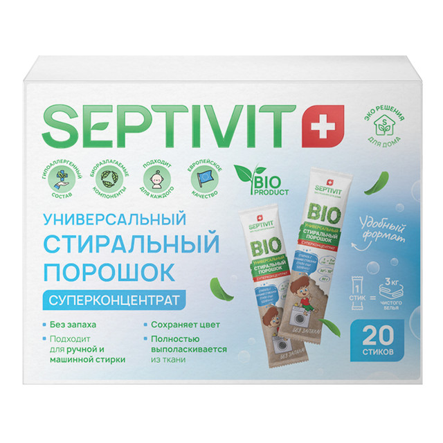 

Стиральный порошок в стиках Septivit Premium 20 шт.