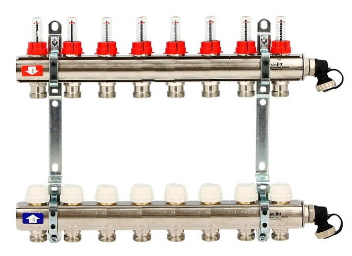 фото Коллектор uni-fitt 1" х 8 вых 3/4" с расходомерами и вентилями, 440i4308